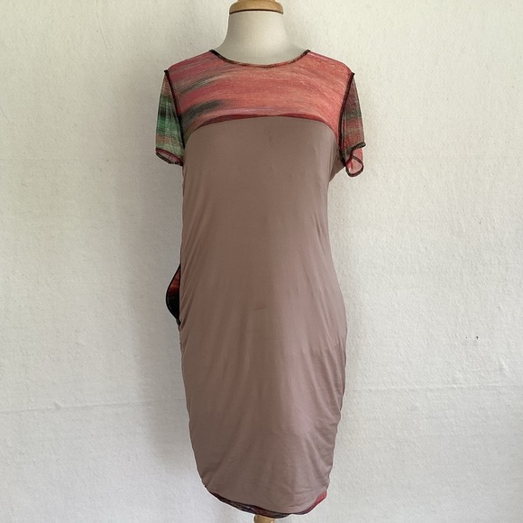 BCBGMaxAzria “Donna” ASOTV Mackenzie Morrison Rainbow Stripe Mesh Top Dress L - Picture 7 of 12